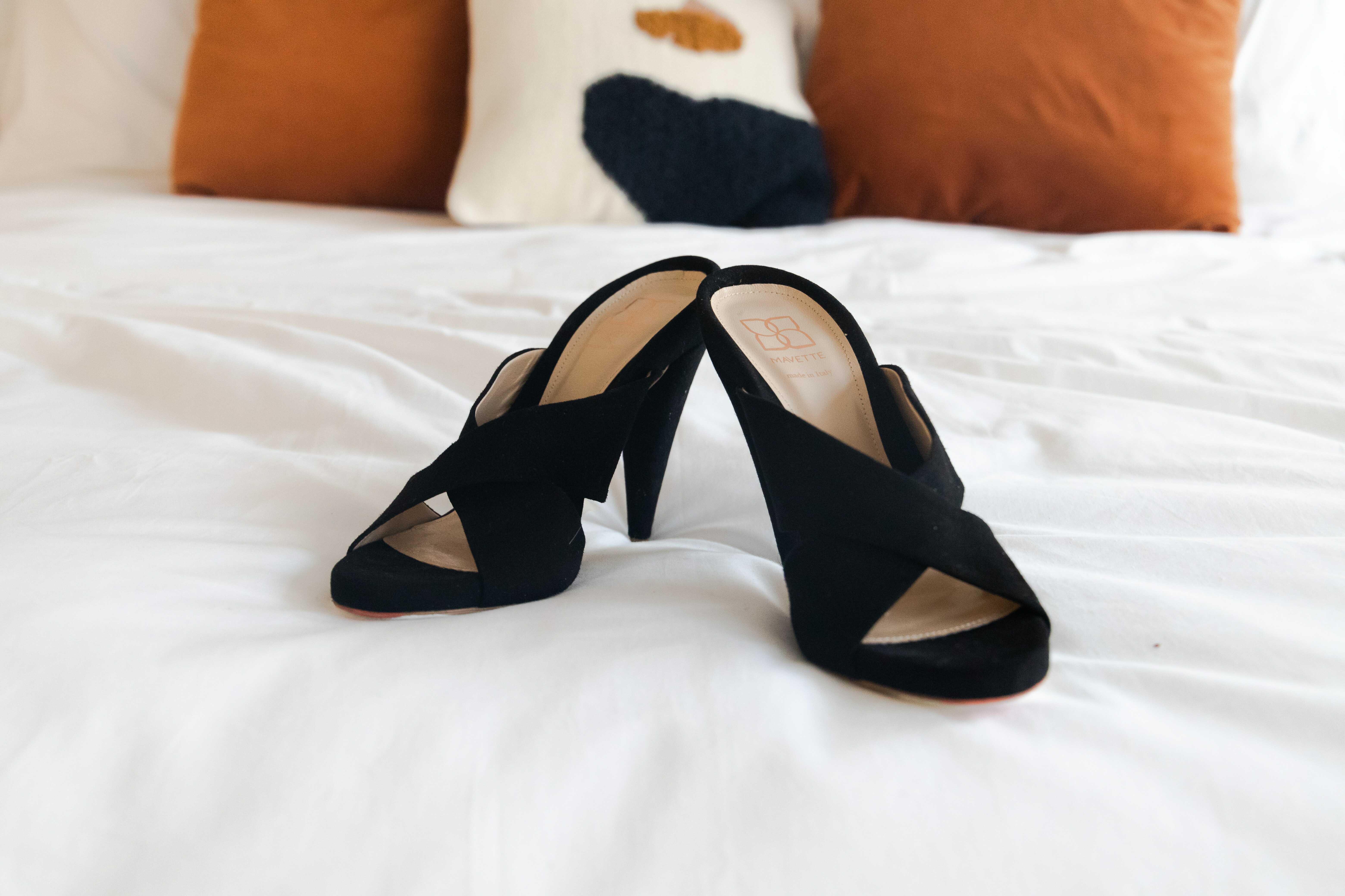 a black heels with cone heel