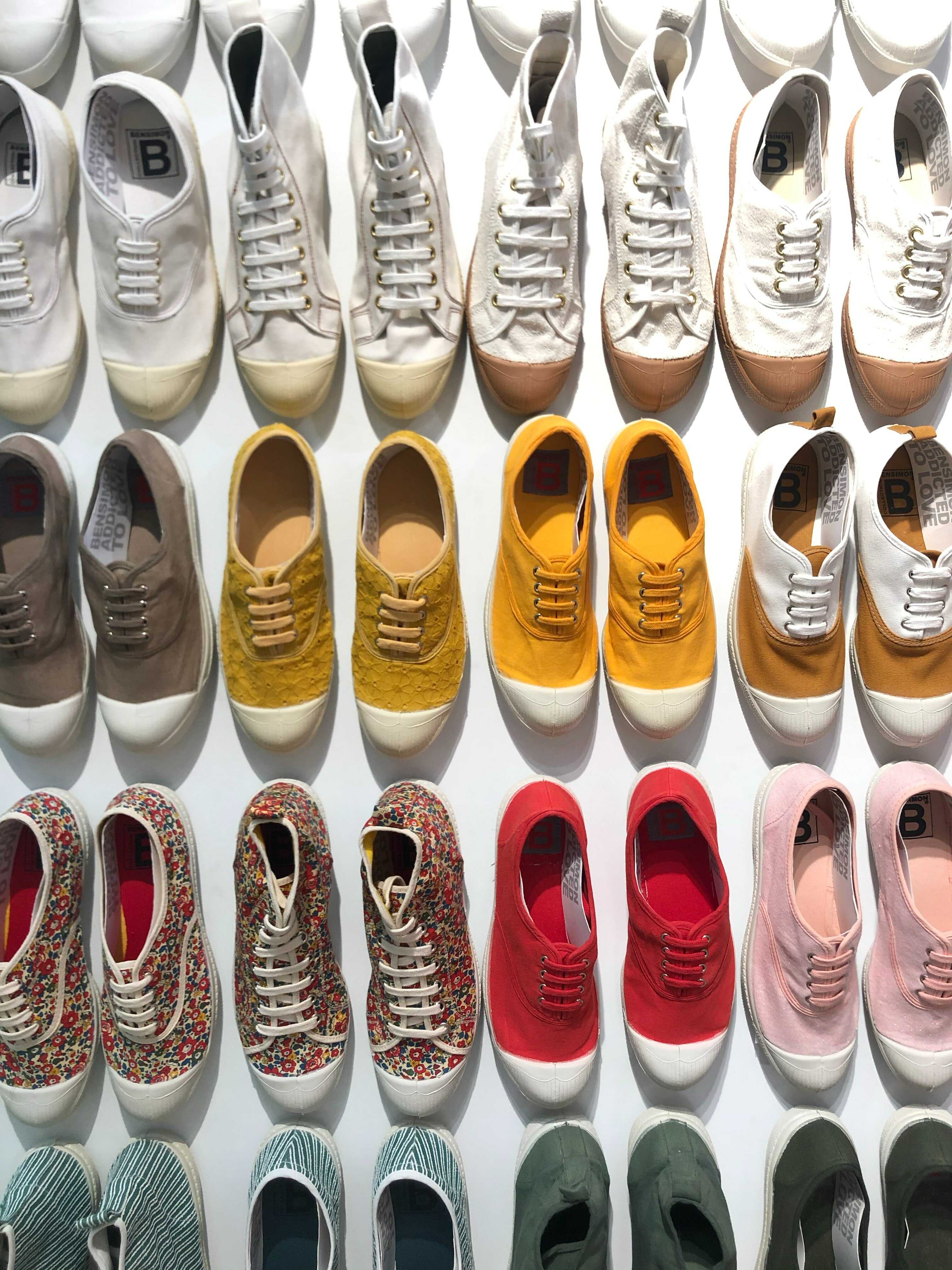 different colors of canvas shoes